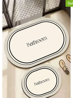 2er-Set: Badvorleger in Creme/ Schwarz