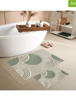 2er-Set: Badvorleger in Grün/ Beige