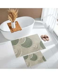 2er-Set: Badvorleger in Grün/ Beige