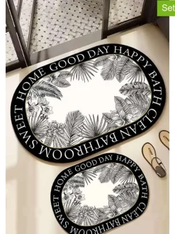 2er-Set: Badvorleger in Schwarz/ Weiß