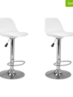 2er-Set: Barhocker "Karl" in Weiß/ Silber - (B)42 x (H)104 x (T)39 cm