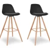 2er-Set: Barhocker "Oslo" in Schwarz - (B)38,5 x (H)93 x (T)38,5 cm