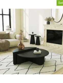 2er-Set: Beistelltisch "Podium" in Schwarz