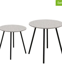2er-Set: Beistelltische in Grau/ Schwarz