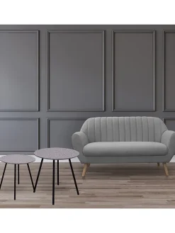 2er-Set: Beistelltische in Grau/ Schwarz