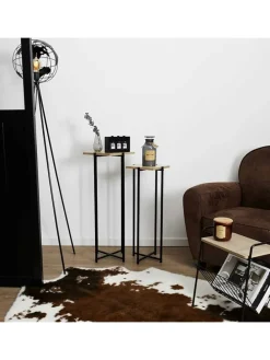 2er-Set: Beistelltische in Schwarz/ Natur