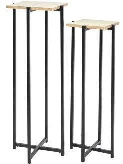 2er-Set: Beistelltische in Schwarz/ Natur