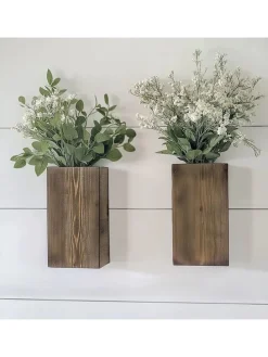 2er-Set: Blumentöpfe in Braun - (B)16 x (H)8 x (T)6 cm