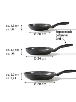 3er-Set: Bratpfannen ''Ceramic'' in Schwarz