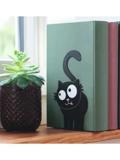 2er-Set: Buchstützen ''Ed, the Cat'' in Schwarz - (B)10 x (H)16 x (T)10 cm