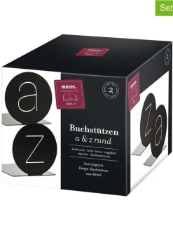 2er-Set: Buchstützen in Schwarz