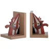 2er-Set: Buchstützen "Santos" in Natur/ Rot - (L)11 x (B)15 x (H)22 cm