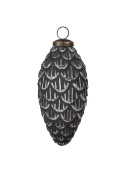 4er-Set: Christbaumkugeln in Grau/ Silber - (H)15 x Ø 8 cm