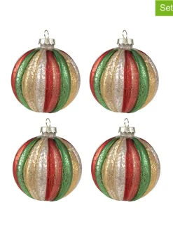 4er-Set: Christbaumkugeln in Bunt - (H)8 x Ø 8 cm