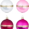 12er-Set: Christbaumkugeln in Weiß/ Rosa/ Pink - Ø 7 cm
