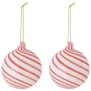2er-Set: Christbaumkugeln ''Zwirl'' in Weiß/ Rot - Ø 8 cm