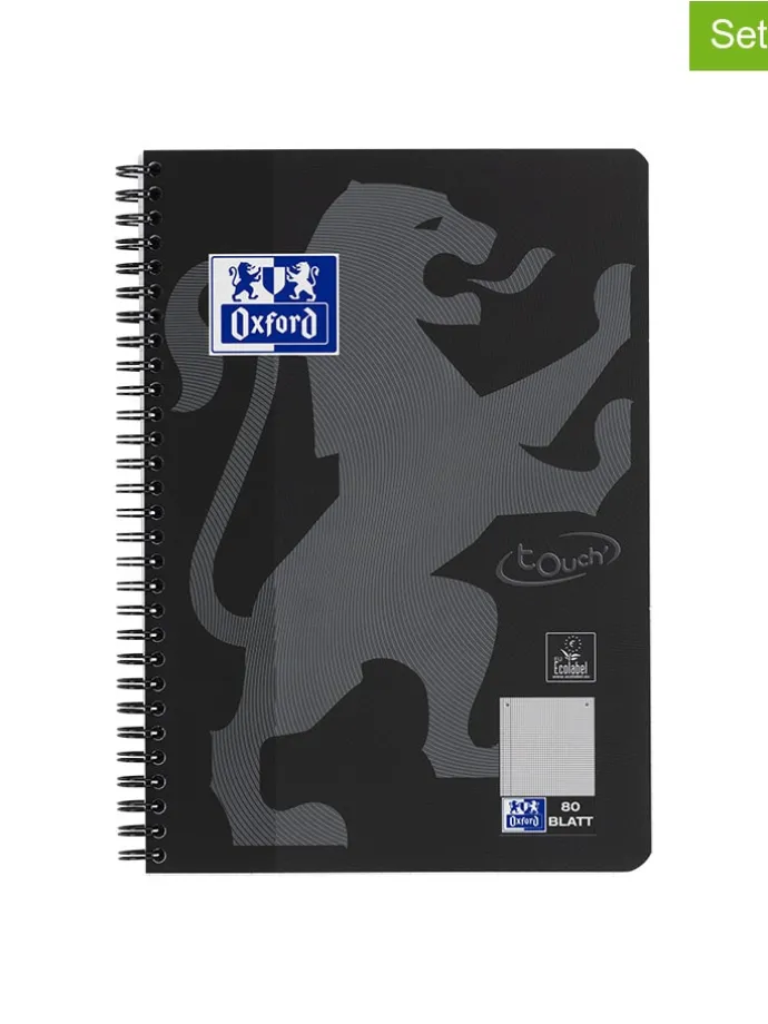 2er-Set: Collegeblöcke "Touch" in Schwarz - DIN B5