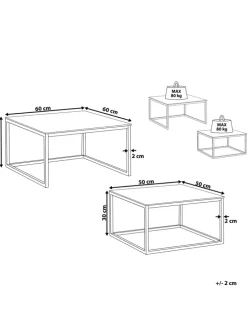 2er-Set Couchtisch BREA in Weiß/Silber