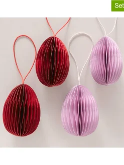 4er-Set: Dekoanhänger "Eggo" in Lila/ Bordeaux - (H)8 cm
