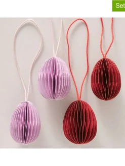 4er-Set: Dekoanhänger "Eggo" in Lila/ Bordeaux - (H)4,5 cm