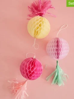 3er-Set: Dekoanhänger in Pink/ Gelb - Ø 10 cm