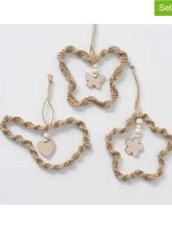 3er-Set: Dekoanhänger "Juto" in Beige - (B)18 x (H)12 cm