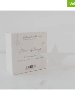 8er-Set: Dekoanhänger "Stern" in Weiß - (B)6 x (H)6 cm