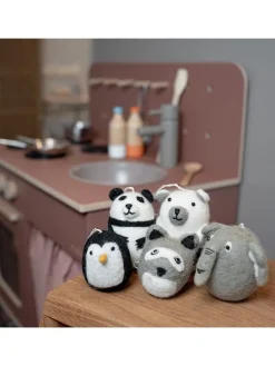 5er-Set: Dekoanhänger "Zootiere" in Grau/ Weiß/ Hellbraun - (H)9,5 x Ø 6 cm