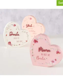 3er-Set: Dekoaufsteller "Elsie" in Rosa/ Pink/ Weiß - (B)16 x (H)17 cm