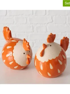 2er-Set: Dekofiguren "Agathy" in Orange/ Creme - (H)12 cm