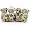 2er-Set: Dekofiguren "Bears Love" in Hellbraun - (B)15,5 x (H)7,5 x (T)5 cm