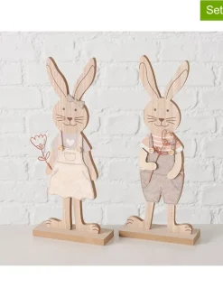 2er-Set: Dekofiguren "Belia" in Hellbraun/ Creme/ Grau - (H)33,5 cm