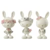 3er-Set: Dekofiguren "Hase" in Weiß/ Grau/ Rosa - (H)17 x Ø 9,5 cm