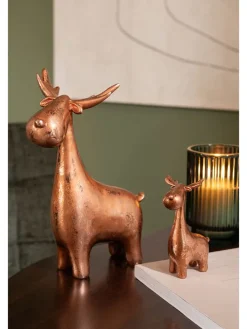 3er-Set: Dekofiguren "Hirschen" in Kupfer - (B)18 x (H)25 cm