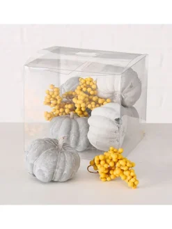 18er-Set: Dekofiguren in Grau/ Gelb - (B)6 x (H)7 cm