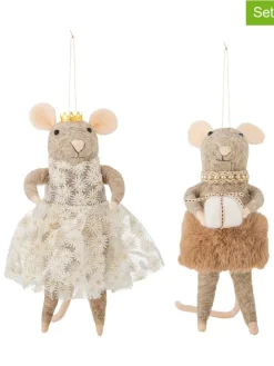 2er-Set: Dekohänger ''Peo'' in Grau/ Beige - (L)23 cm
