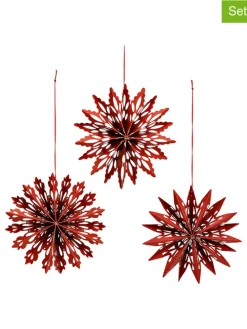 12er-Set: Dekohänger ''Snowflake'' in Rot - Ø 10 cm