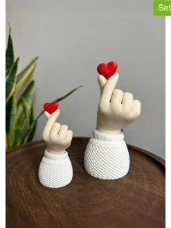 2er-Set: Dekoobjekte in Creme/ Weiß/ Rot