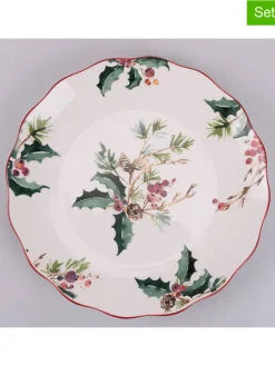 6er-Set: Dessertteller "Vintage Xmas" in Weiß/ Bunt - Ø 20 cm