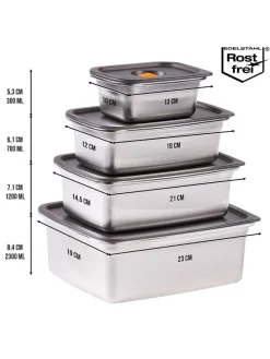 4er-Set: Edelstahl-Frischhaltedosen