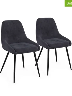 2er-Set: Esszimmerstühle "Olivia" in Anthrazit - (B)47,5 x (H)79 x (T)54 cm