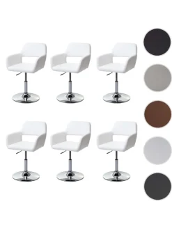 6er-Set Esszimmerstuhl A50, Weiß, Chromfuß