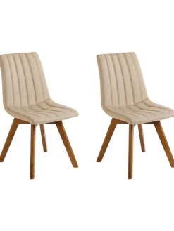 2er-Set Esszimmerstuhl CALGARY in Beige/Braun
