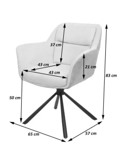 6er-Set Esszimmerstuhl K33 drehbar, Kord-grau