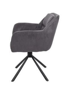 6er-Set Esszimmerstuhl K33 drehbar, Kord-grau