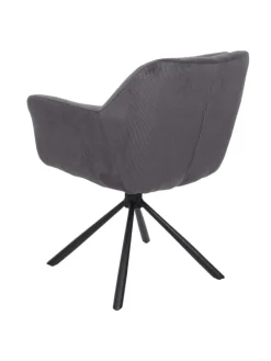 6er-Set Esszimmerstuhl K33 drehbar, Kord-grau