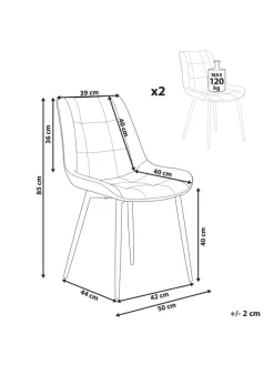 2er-Set Esszimmerstuhl MELROSE in Grau/Schwarz