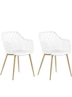 2er-Set Esszimmerstuhl NASHUA in Weiß/Braun