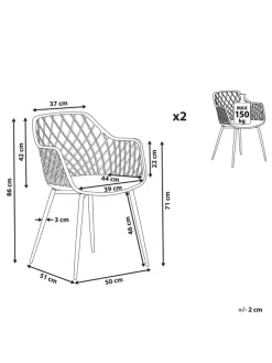 2er-Set Esszimmerstuhl NASHUA in Weiß/Braun