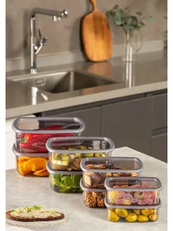 8er-Set: Frischhaltedosen in Anthrazit